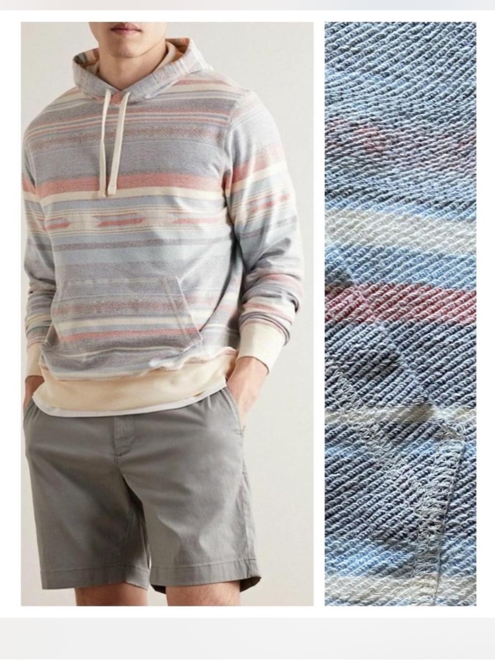 Faherty Baja Striped Hoodie Organic Cotton Men’s L Unisex Coastal Pullover